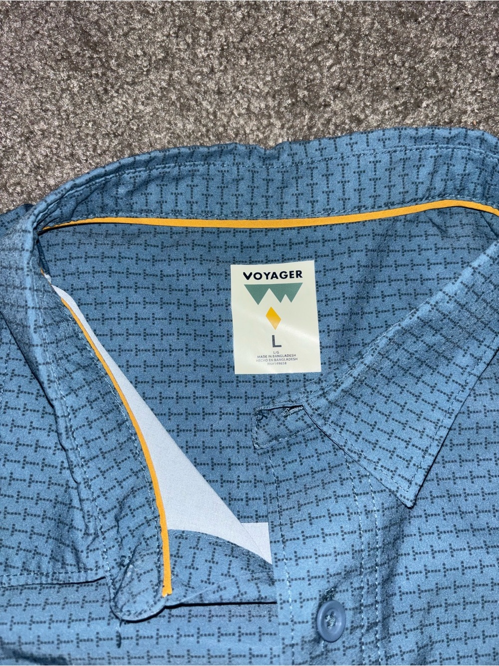 Men’s Voyager Blue Short-Sleeve Button-Up Shirt Polo - Picture 2 of 4